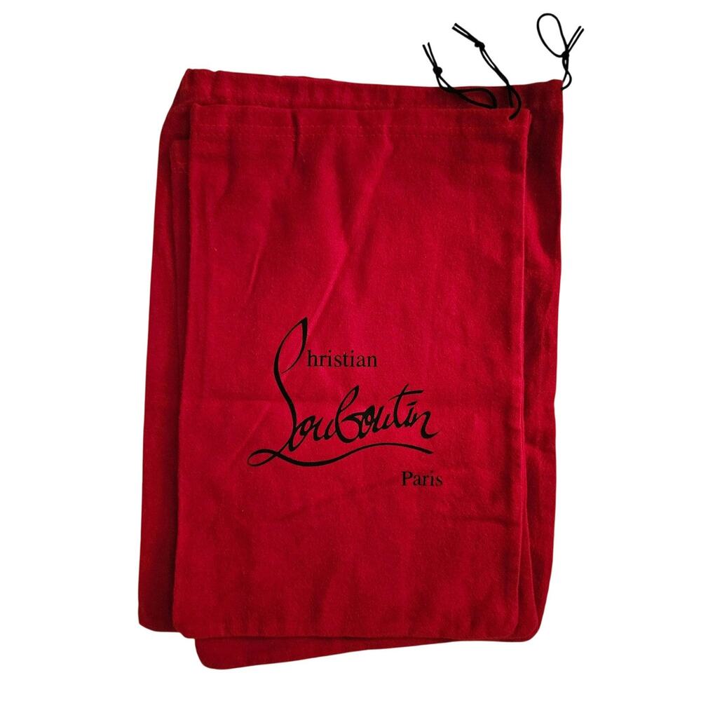 Authentic Christian Louboutin Red Cotton Dust Bags Set of 3 Storage Pouches